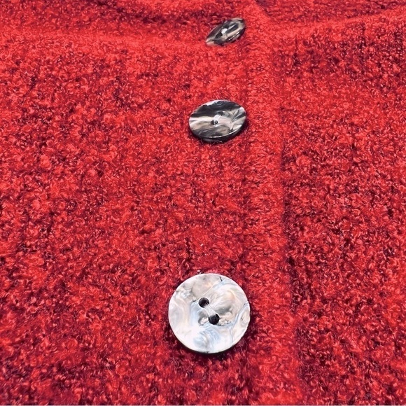 Cardigan Wool Blend Boucle Button Front Christopher & Banks Sz L EUC Cranberry - Picture 13 of 13